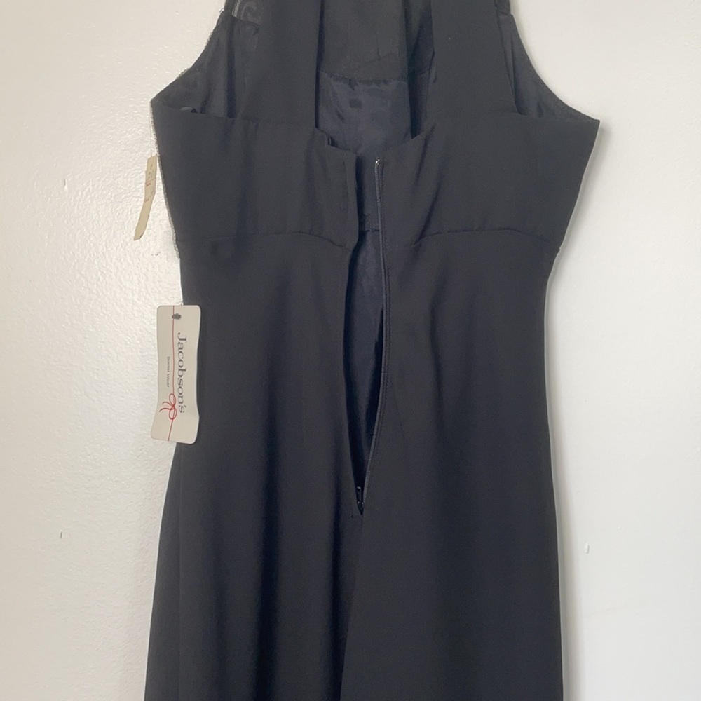 Jessica McClintock Gunne Sax Embroidered Black Halter Dress - Picture 6 of 10